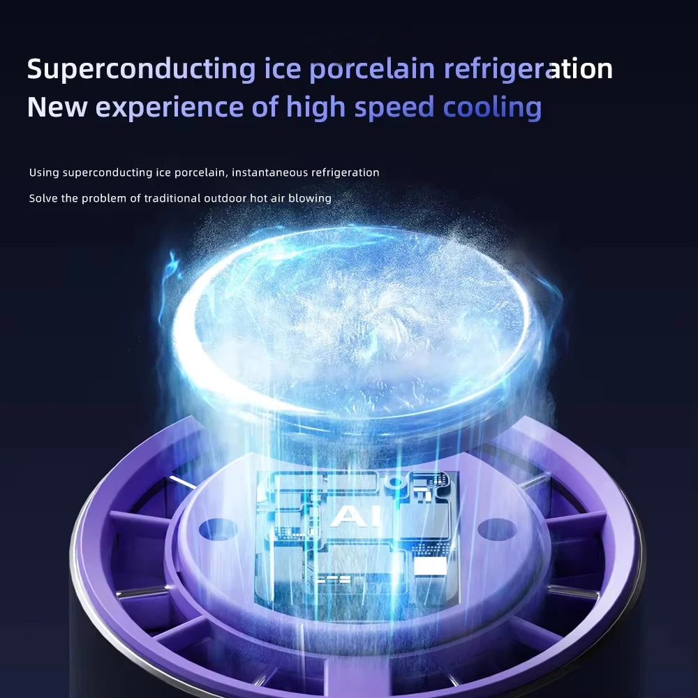 2025 Portable Handheld Turbo Fan100 Wind Speeds Adjustable Mini Personal Fan Battery Operated Electric Ice Compress Handheld Fan - Fullshopping