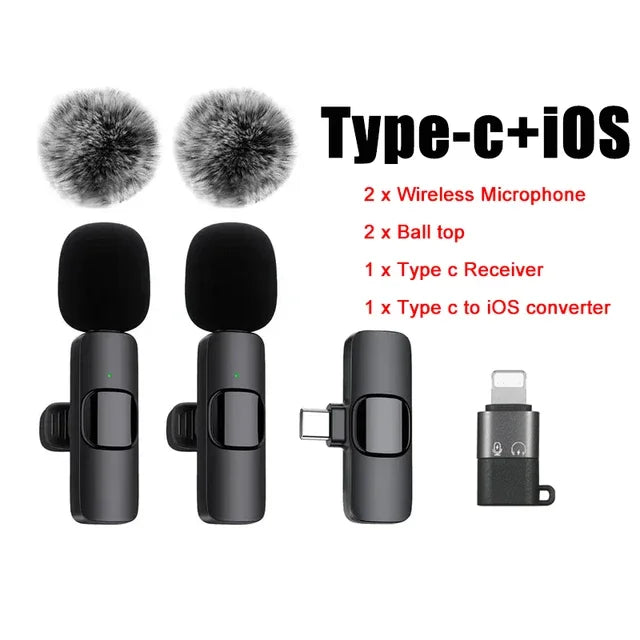 Lavalier Microphone 2.4G Wireless Portable Audio Video Recording Mini Mic for iPhone Android Live Broadcast Gaming Phone - Fullshopping
