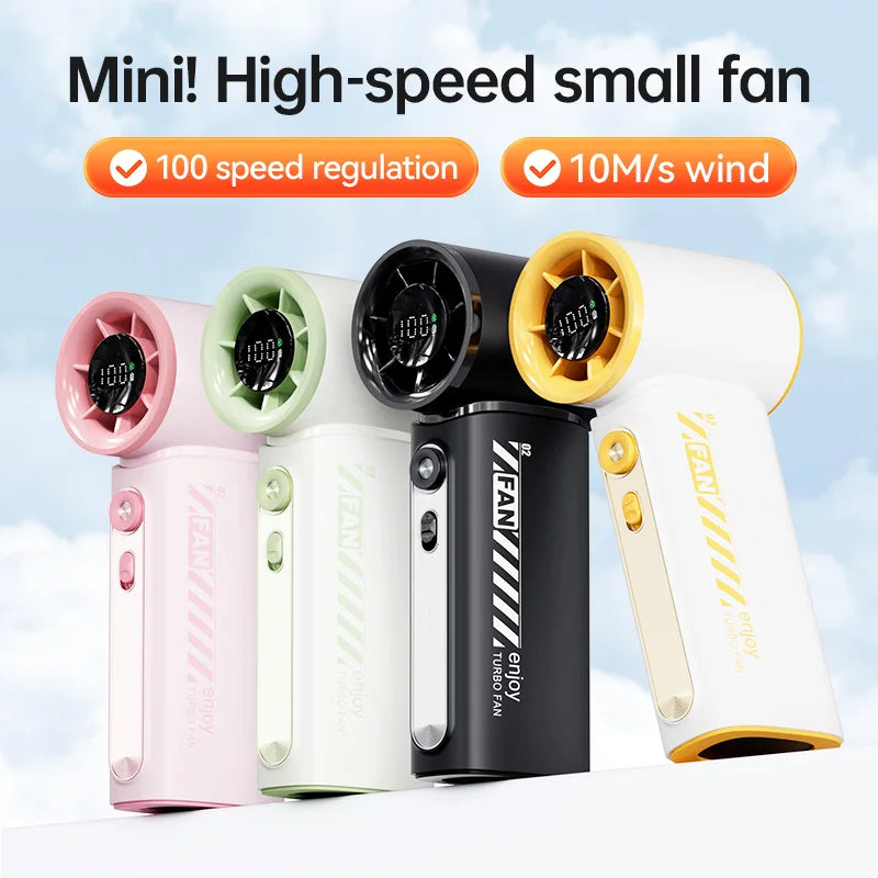 New Portable Turbo Small Air Cannon Handheld Fan 100 Wind Speeds Adjustable Mini Electric Fan USB Charging Fan Outdoor Mini Fan - Fullshopping