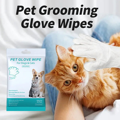 6pcs/bag Pet wash free gloves cats dogs bathing cleaning dry cleaning wipes gloves deodorizing wipes pet products - Fullshopping