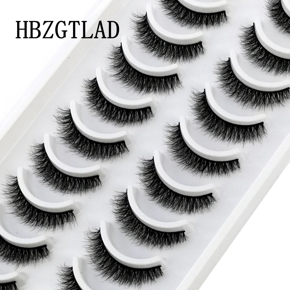 HBZGTLAD 10 pairs Eyelashes 3D Natural Long False Lashes Fluffy Soft Cross Manga Lashes Wispy Natural Eyelash Extension Makeup - Fullshopping