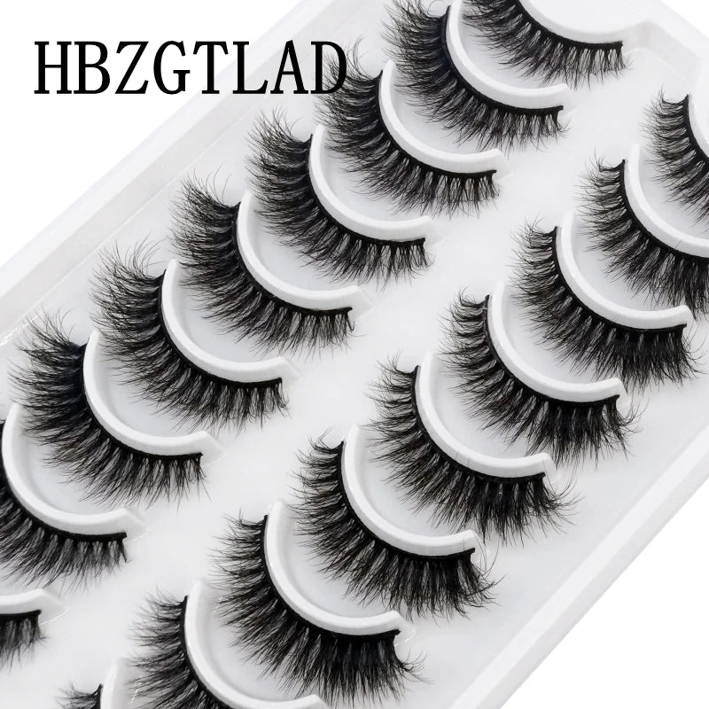 HBZGTLAD 10 pairs Eyelashes 3D Natural Long False Lashes Fluffy Soft Cross Manga Lashes Wispy Natural Eyelash Extension Makeup - Fullshopping