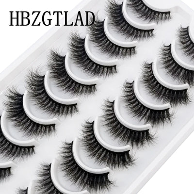 HBZGTLAD 10 pairs Eyelashes 3D Natural Long False Lashes Fluffy Soft Cross Manga Lashes Wispy Natural Eyelash Extension Makeup - Fullshopping