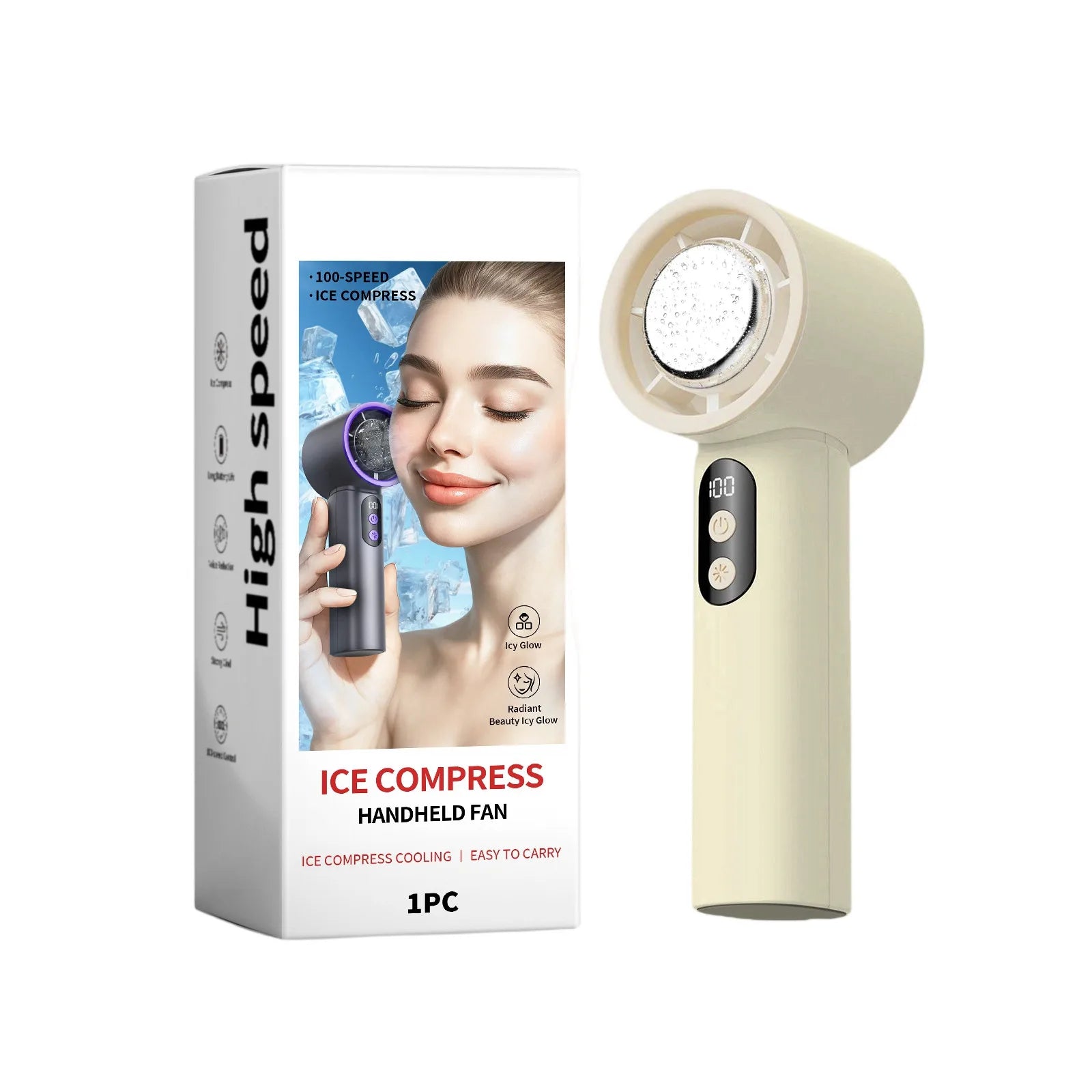 Turbo Fan Portable Handheld Cooling Fan Mini USB Ice Fan With Digital Display Outdoor Personal Camping Turbo Cold Air Fan - Fullshopping