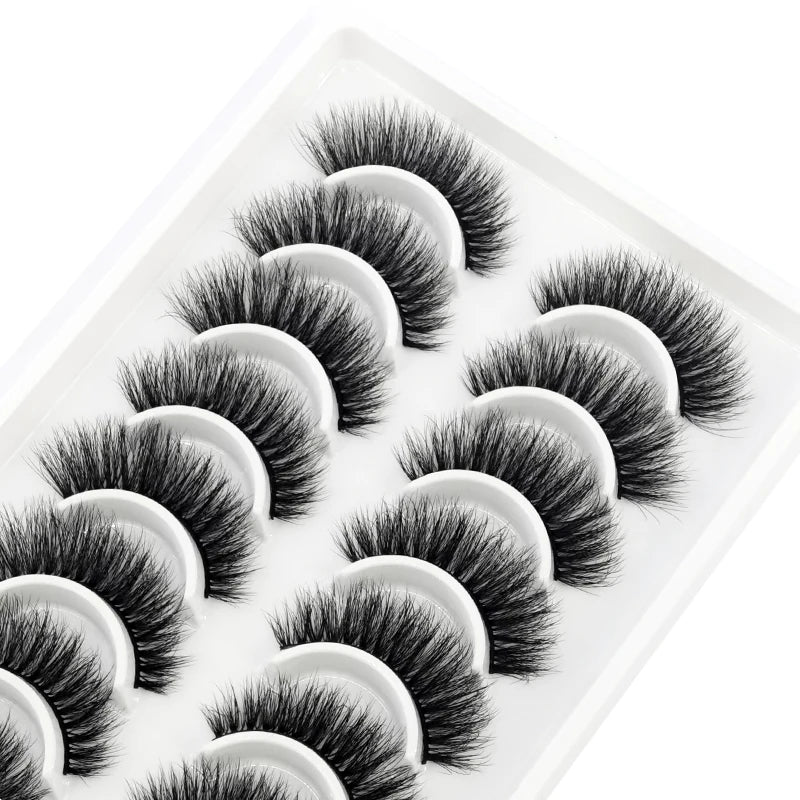 HBZGTLAD 10 pairs Eyelashes 3D Natural Long False Lashes Fluffy Soft Cross Manga Lashes Wispy Natural Eyelash Extension Makeup - Fullshopping