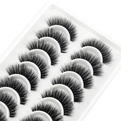 HBZGTLAD 10 pairs Eyelashes 3D Natural Long False Lashes Fluffy Soft Cross Manga Lashes Wispy Natural Eyelash Extension Makeup - Fullshopping