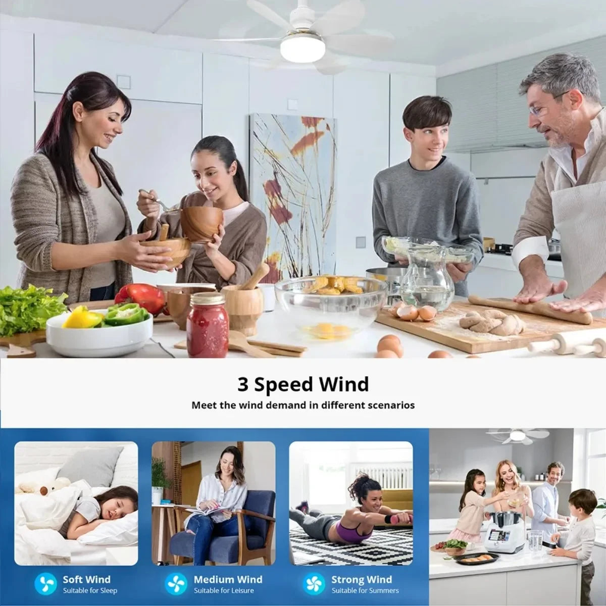 30W/40W Ceiling Fans with Remote Control LED Light Fan, E27 Lamp Base Intelligent Silent Ceiling Fan for Bedroom and Living Room - Fullshopping