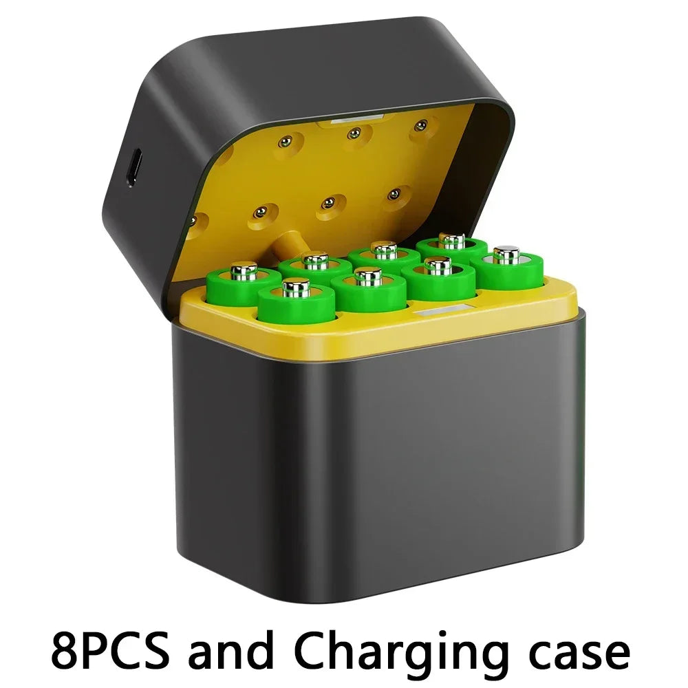 AA/AAA 8 Slots with Smart Charger with 1.5V 4255mWh/3400mWh Lithium Batteries – Fast Charging Battery Charger Set - Fullshopping