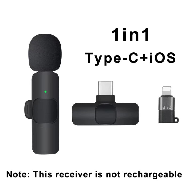 Wireless Lavalier Microphone Mini Portable Audio Video Recording Mic for iPhone Android Live Broadcast Gaming - Fullshopping
