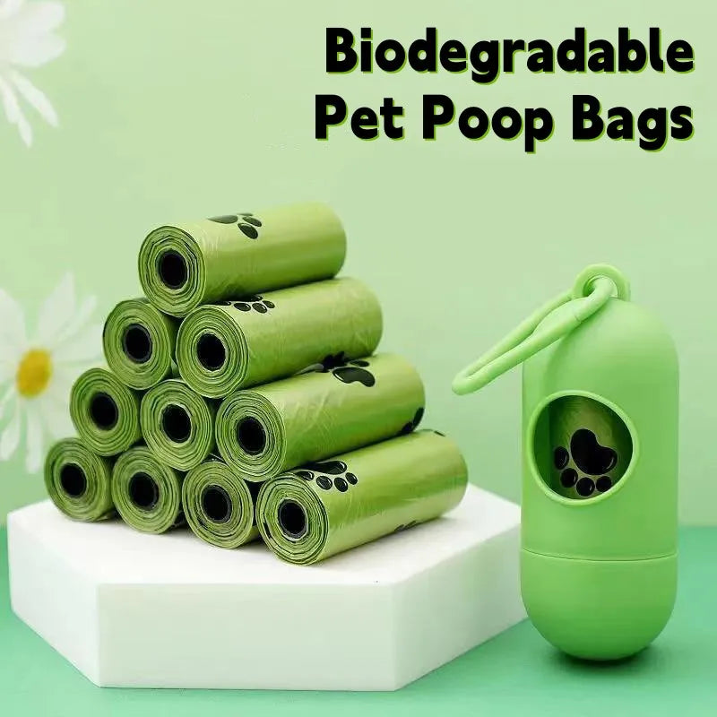 New Pet Biodegradable Trash Bag Dog Poop Bags Bulk Biobase Scented Poo Bag Degradable Cat Waste Bags Dog Poop Dispenser Gifts - Fullshopping