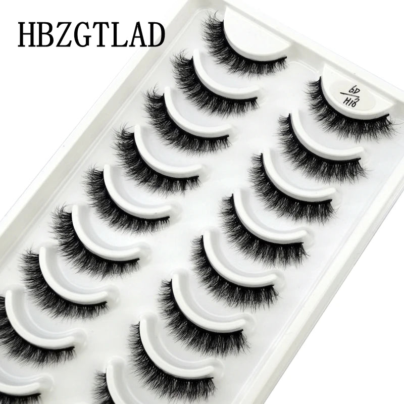 HBZGTLAD 10 pairs Eyelashes 3D Natural Long False Lashes Fluffy Soft Cross Manga Lashes Wispy Natural Eyelash Extension Makeup - Fullshopping
