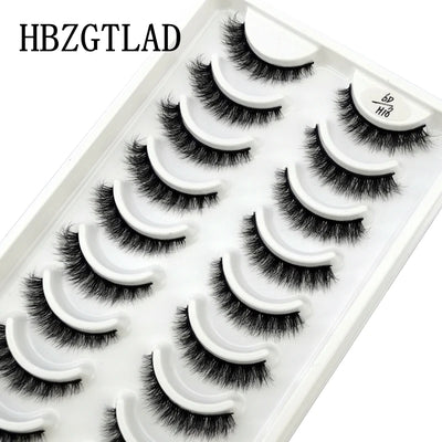 HBZGTLAD 10 pairs Eyelashes 3D Natural Long False Lashes Fluffy Soft Cross Manga Lashes Wispy Natural Eyelash Extension Makeup - Fullshopping
