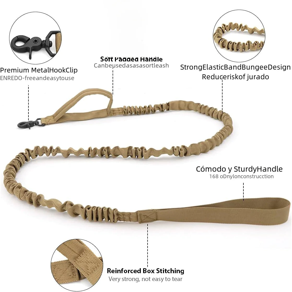 Tactical Outdoor Dog Leash for Large Dogs with Collar - Fullshopping