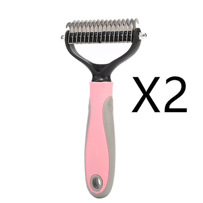Stainless Double-sided Pet Brush Hair Removal Comb Grooming Dematting Dog Grooming Shedding Tools - Fullshopping