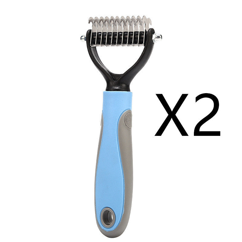 Stainless Double-sided Pet Brush Hair Removal Comb Grooming Dematting Dog Grooming Shedding Tools - Fullshopping