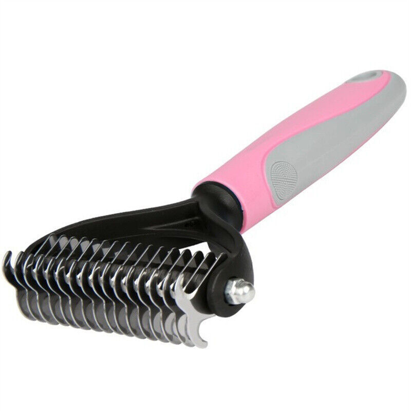 Grooming Brush For Pet Dog Cat Deshedding Tool Rake Comb Fur Remover Reduce 2-Side Dematting Tool For Dogs Cats Pets Grooming Brush Double Sided Shedding And Dematting Undercoat Rake Hair Removal Comb - Fullshopping