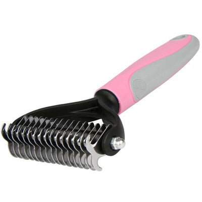 Grooming Brush For Pet Dog Cat Deshedding Tool Rake Comb Fur Remover Reduce 2-Side Dematting Tool For Dogs Cats Pets Grooming Brush Double Sided Shedding And Dematting Undercoat Rake Hair Removal Comb - Fullshopping