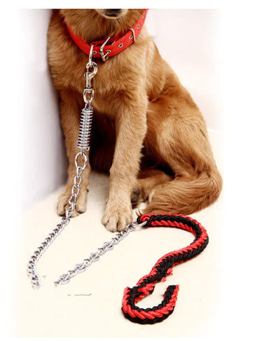 Handwoven Spring Dog Leash with Collar for Large Dogs - Fullshopping