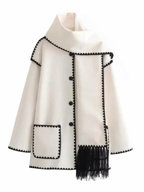 Splice Overcoat With Scarf - fullshopping