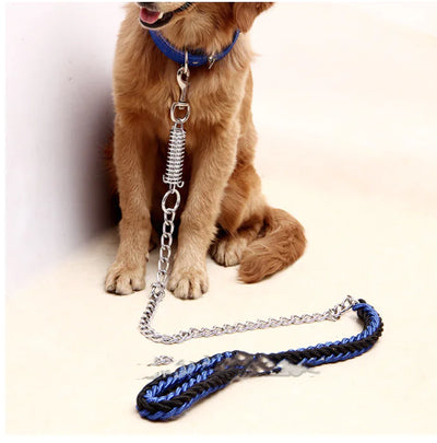 Handwoven Spring Dog Leash with Collar for Large Dogs - Fullshopping