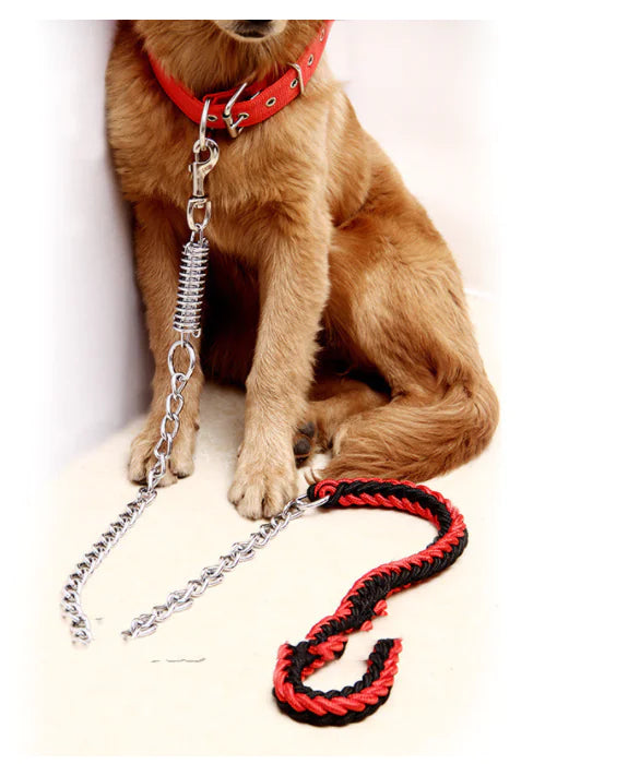 Handwoven Spring Dog Leash with Collar for Large Dogs - Fullshopping