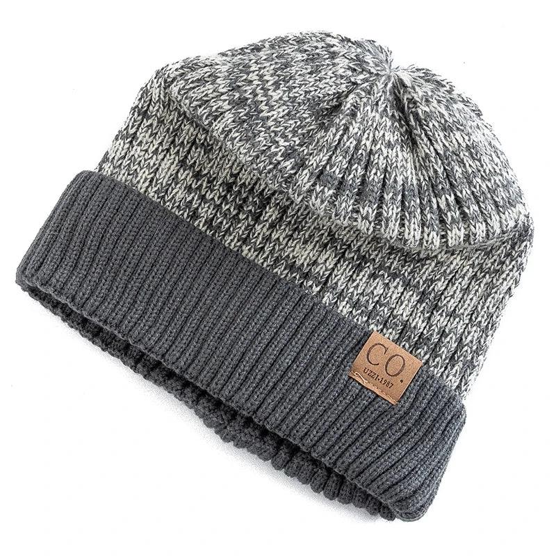 Two-Tone Winter Knitted Beanie - fullshopping