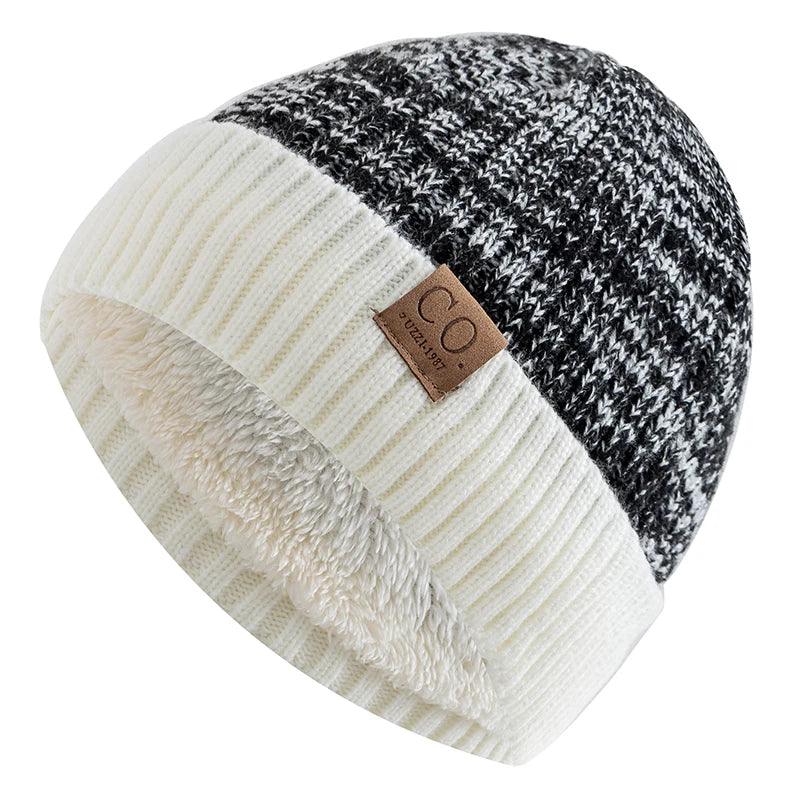 Two-Tone Winter Knitted Beanie - fullshopping